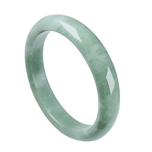 Taozyao Armreif aus natürlicher grüner Jade, für Damen und Mädchen, echt mit Zertifikat, 100 % Jade, handgefertigt, Heilschutz, Glücksarmband, Armreifen mit Schmuckschatulle (54–64 mm), 2.52 Inch von Taozyao