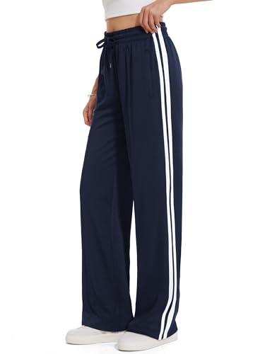 Tapata 71cm Jogginghose Geradem Bein Freizeithose lockere Sporthose Yogahose Gummizug Hose mit Taschen Marineblau, M von Tapata