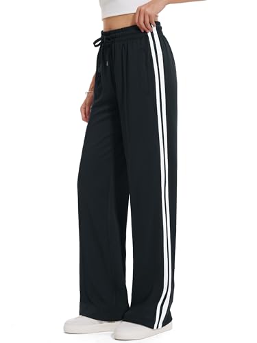 Tapata 71cm Jogginghose Geradem Bein Freizeithose lockere Sporthose Yogahose Gummizug Hose mit Taschen Schwarz, M von Tapata