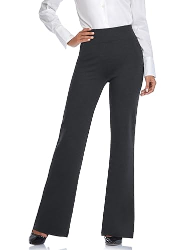 Tapata Damen 71cm/76cm/81cm/86cm Bootcut Stretch-Hose Hoher Bund Frauen Bürohosen Arbeitshose Bauchkontrolle Lange Elegante Schlaghose Freizeithose Yogahose 76cm Holzkohle XXL von Tapata