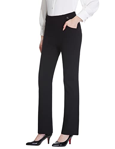 Tapata Damen 71cm/76cm/81cm/86cm Straight Leg Yoga Hose Elastisch Business Hosen mit 4 Taschen, Tall/Lang/Regulär/Petite Für Büro Geschäft Alltag Hohe Taille Hose, 86cm, Shwarz XL von Tapata