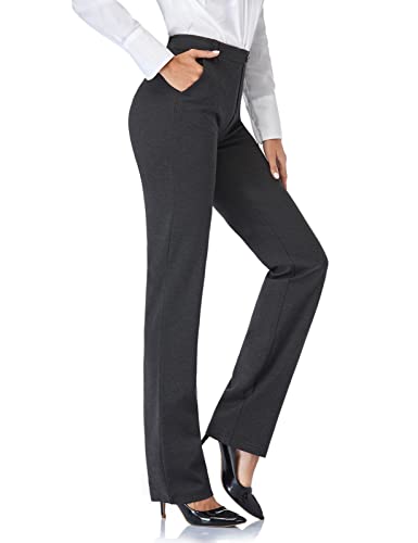 Tapata Damen 71cm/76cm/81cm/86cm Gerade Stretch-Hose mit Taschen Für Büro Geschäft Alltag, Tall/Lang/Regulär/Petite Hose 71cm, Holzkohle, L von Tapata