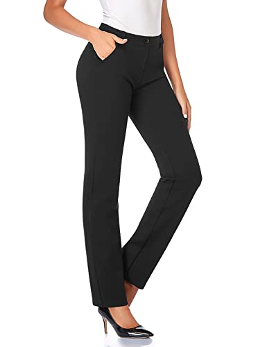 Tapata Damen 71cm/76cm/81cm/86cm Gerade Stretch-Hose mit Taschen Für Büro Geschäft Alltag, Tall/Lang/Regulär/Petite Hose 71cm, Schwarz, L von Tapata