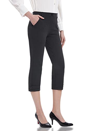 Tapata Damen Caprihose Sommer 3/4 Hose Capri Stretch Business Hosen Elegante Lässige Sommerhose für die Arbeit im Büro, Dunkelgrau, 12 von Tapata