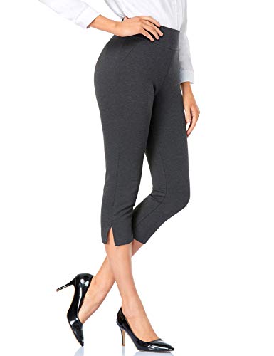 Tapata Damen Hose Sommer für Frauen 3/4 Capris Hosen Freizeit Leichte Sommerhose Crop Büro Bürohose, Holzkohle, S von Tapata