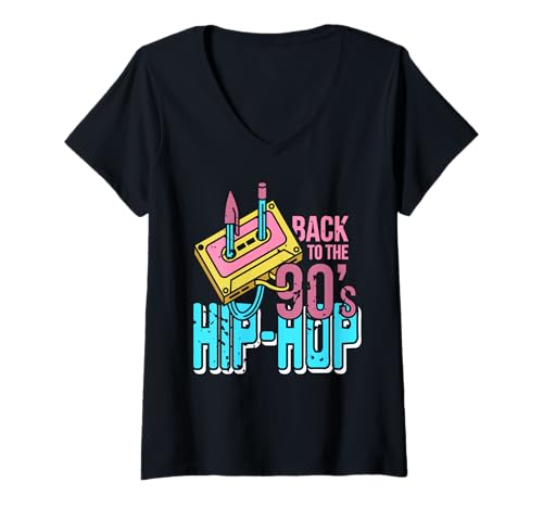 Damen Zurück 90er Beat Rhythmus Kassette Sound T-Shirt mit V-Ausschnitt Damen Zurück 90er Beat Rhythmus Kassette Sound T-Shirt mit V-Ausschnitt von Tape-Retro Vibes Mit Bleistift Moment