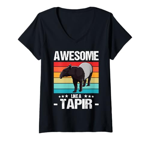 Damen Tapire Tapir T-Shirt mit V-Ausschnitt Damen Tapire Tapir T-Shirt mit V-Ausschnitt von Tapire Tapir Tier Shop