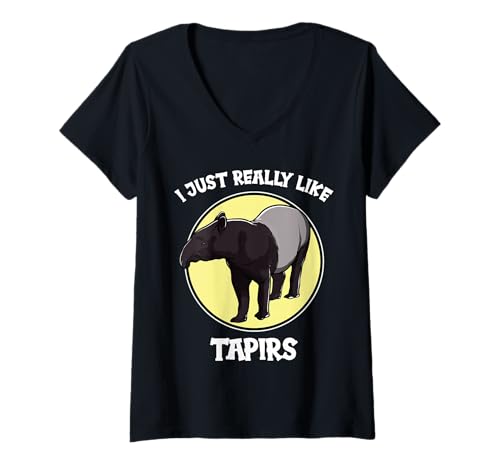 Damen Tapire Tapir T-Shirt mit V-Ausschnitt Damen Tapire Tapir T-Shirt mit V-Ausschnitt von Tapire Tapir Tier Shop