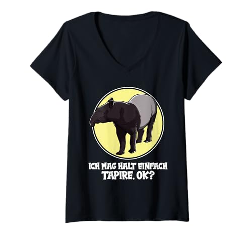 Damen Tapire Tapir T-Shirt mit V-Ausschnitt Damen Tapire Tapir T-Shirt mit V-Ausschnitt von Tapire Tapir Tier Shop