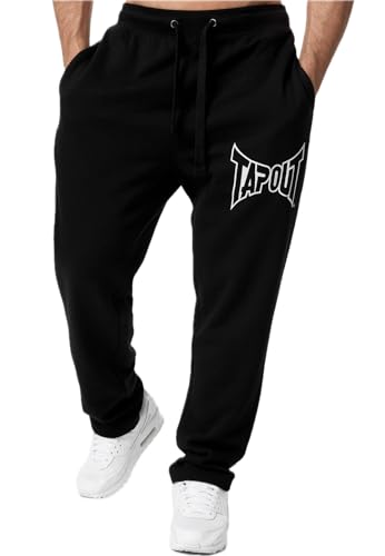 Tapout Herren Jogginghose Normale Passform Lifestyle Basic Jogger Black/White L, 940008 von Tapout