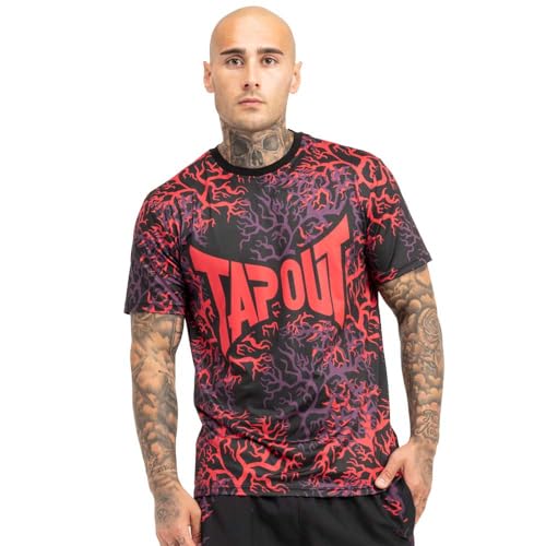 Tapout Herren Funktionsshirt Normale Passform Rootstock Black/Red/Aubergine XXL von Tapout
