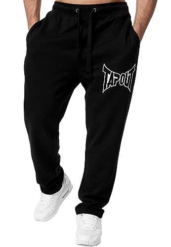 Tapout Herren Jogginghose Normale Passform Lifestyle Basic Jogger Black/White S, 940008 von Tapout