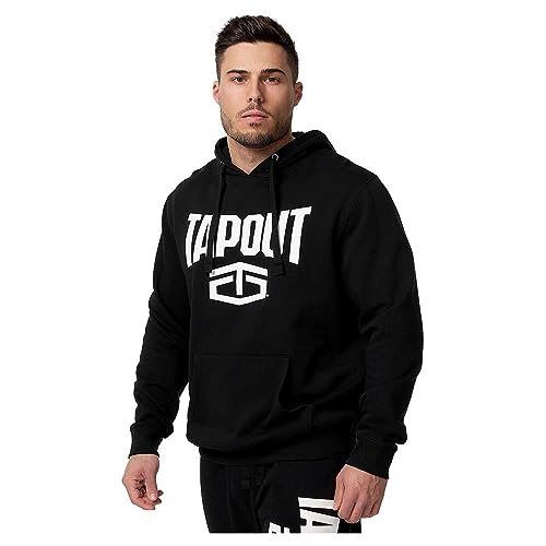 Tapout Herren Kapuzensweatshirt Normale Passform Active Basic Hoodie Black/White XL, 940002 von Tapout