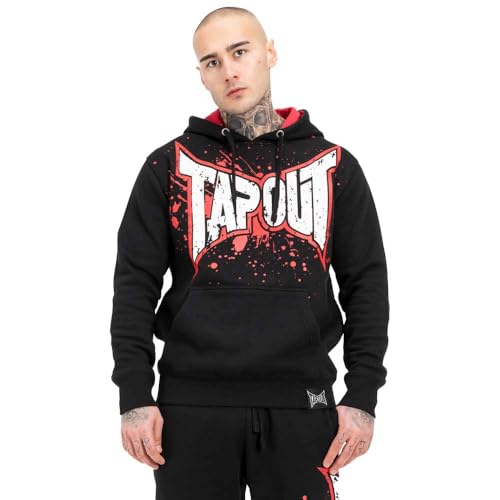 Tapout Herren Kapuzensweatshirt Normale Passform Splashing Hoodie Black/Red/Ecru XXL von Tapout