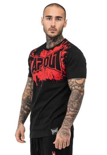 Tapout Herren Splashed T-Shirt, Black/Red, 3XL von Tapout