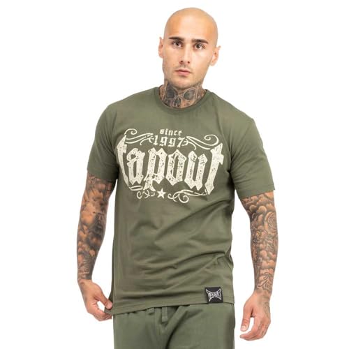 Tapout Herren T-Shirt Normale Passform Crashed, Olive/Sand, XXL von Tapout