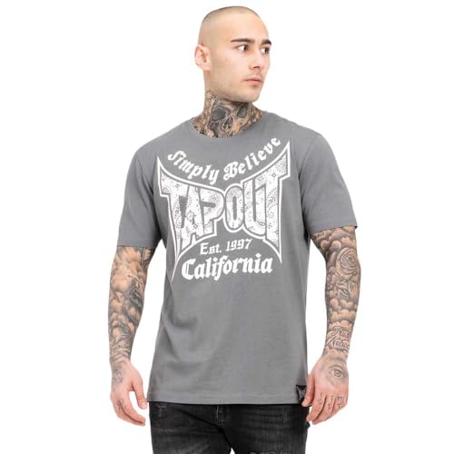 Tapout Herren T-Shirt lockere Passform Haily BE Grey/White L von Tapout