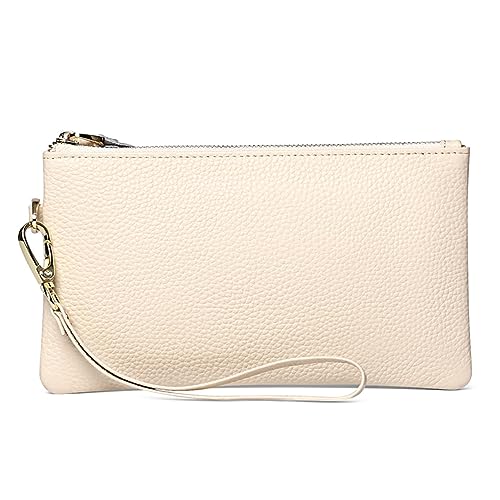 Tapp Collections Damen Handgelenktasche Clutch Slim Leder Geldbörse RFID Blockierung Handtasche, Beige, 0.59" x 7.87" x 4.33" von Tapp Collections