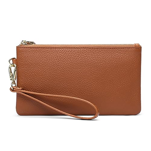 Tapp Collections Damen Handgelenktasche Clutch Slim Leder Geldbörse RFID Blockierung Handtasche, Braun, 0.59" x 7.87" x 4.33" von Tapp Collections