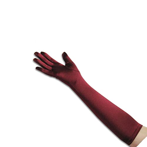 Tapp Collections Klassische Satin-Handschuhe für Erwachsene, lang, Oper-/Ellenbogen-/Handgelenklänge (linkes und rechtes Paar), (L) 55,9 cm/Burgunderrot, 22" x 4.3" x 0.2" von Tapp Collections