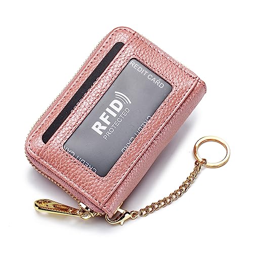 Tapp Collections RFID-Kreditkartenhalter, kleines Lederetui mit Reißverschluss, Kartenetui mit Ausweisfenster und abnehmbarem Schlüsselanhänger, Pink, 4.50 x 3.25 x 1.25 inches von Tapp Collections