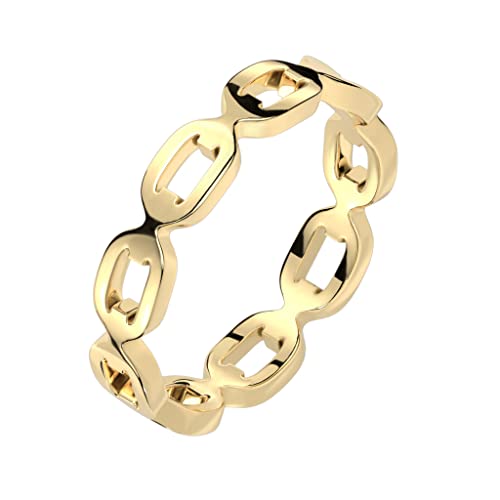Tapsi´s Coolbodyart® Bandring aus ovalen Kettengliedern fest Edelstahl-Ring goldfarben Gr. 60(19) von Tapsi´s Coolbodyart