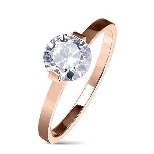 Tapsi´s Coolbodyart® Damen Fingerring Solitärring Edelstahl Roségold Großer Solitär Zirkonia Größe 60(19) von Tapsi´s Coolbodyart