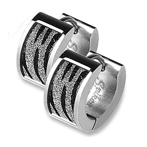 Tapsi´s Coolbodyart® Damen Ohr Stecker Edel Stahl Glitzer Sand Silber Zebra von Tapsi´s Coolbodyart