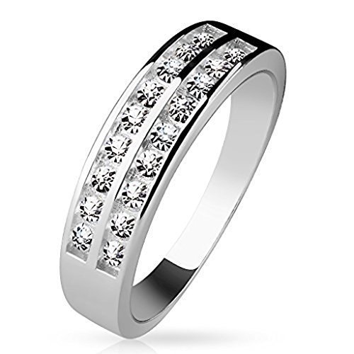 Tapsi´s Coolbodyart® Damen Ring 925 Silber Zirkonia Zwei Reihen Besetzt Größe 53(17) von Tapsi´s Coolbodyart