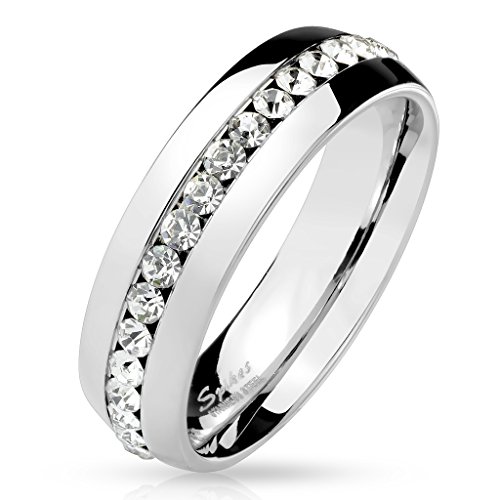 Tapsi´s Coolbodyart® Damen Ring Edelstahl Zirkoniaband Ringsum Silber 47(15) von Tapsi´s Coolbodyart