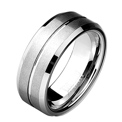 Tapsi´s Coolbodyart® Dome Ring Titan Wolfram 8 mm Breit Silber gebürstet 61(19,5) von Tapsi´s Coolbodyart
