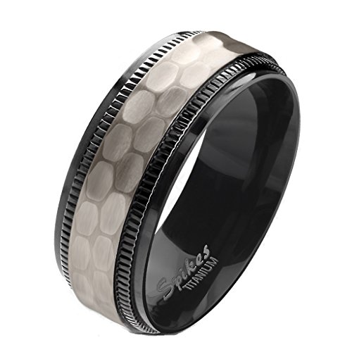 Tapsi´s Coolbodyart® Fingerring Titan schwarz-silber Zentrum mit Hammerschlag bronze-kupfer Ringgröße : 9 von Tapsi´s Coolbodyart