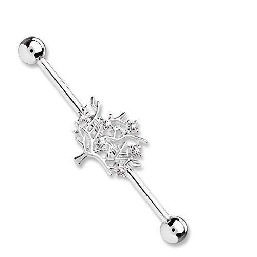 Tapsi´s Coolbodyart® Industrial Piercing Barbell Chirurgenstahl Damen & Herren [Baum des Lebens] 38mm | Industrial Barbell | Barbell Piercing Ohr | Ohrpiercing Stab CBABI36-1438_C von Tapsi´s Coolbodyart