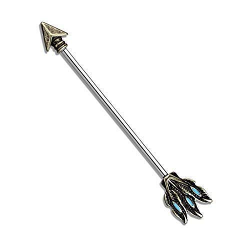 Tapsi´s Coolbodyart® Industrial Piercing Barbell Chirurgenstahl Damen & Herren [Speer] 38mm | Industrial Barbell | Barbell Piercing Ohr | Ohrpiercing Stab CBABI51 von Tapsi´s Coolbodyart