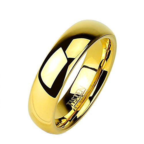 Tapsi´s Coolbodyart® Ring Tisten Titan Wolfram gold 6m breit Hochglanz polierter Ring IP Gold 47 (15) von Tapsi´s Coolbodyart