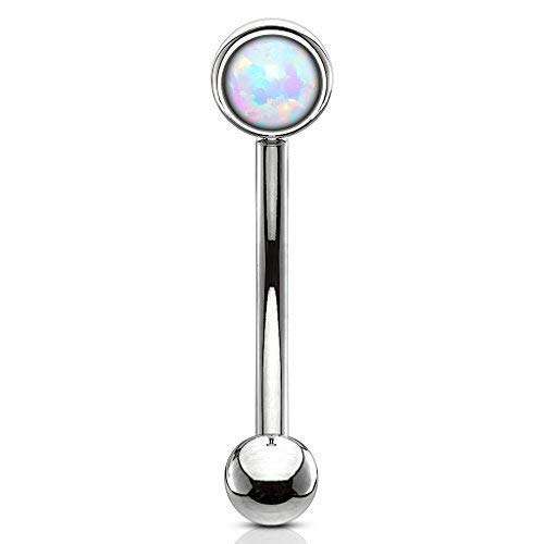 Tapsi´s Coolbodyart Augenbrauen Piercing Chirurgenstahl Damen & Herren [Opal] 8 mm | Lippenpiercing Stecker | Rook Piercing | Augenbrauenpiercing | Intimpiercing CBACS08-160834_OP17 von Tapsi´s Coolbodyart