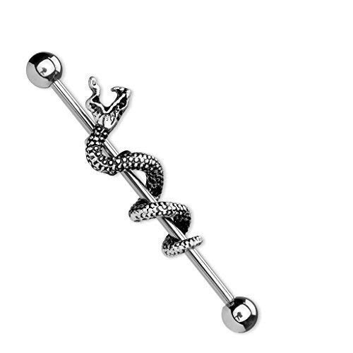 Tapsi´s Coolbodyart Industrial Piercing Barbell Chirurgenstahl Damen & Herren [Schlange] 38mm | Industrial Barbell | Barbell Piercing Ohr | Ohrpiercing Stab | CBABI53_ATS von Tapsi´s Coolbodyart