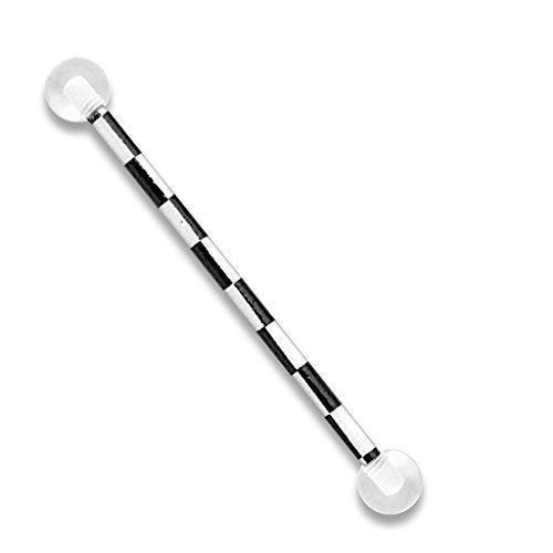Tapsi´s Coolbodyart Industrial Piercing Barbell Chirurgenstahl Damen & Herren [Schachbrett] 35mm | Industrial Barbell | Barbell Piercing Ohr | Ohrpiercing Stab | CBABSPA01-09 von Tapsi´s Coolbodyart
