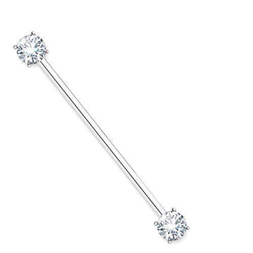 Tapsi´s Coolbodyart Industrial Piercing Barbell Chirurgenstahl Damen & Herren [Zirkonia] 38mm | Industrial Barbell | Barbell Piercing Ohr | Ohrpiercing Stab | CBABI54_C von Tapsi´s Coolbodyart