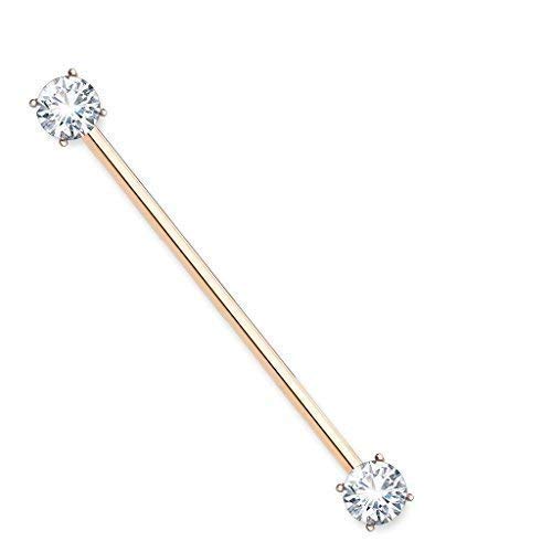 Tapsi´s Coolbodyart Industrial Piercing Barbell Chirurgenstahl Damen & Herren [Zirkonia] 38mm | Industrial Barbell | Barbell Piercing Ohr | Ohrpiercing Stab | CBABI54_RDC von Tapsi´s Coolbodyart