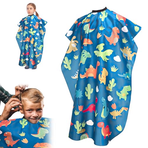 Tapvai 1 Stück Friseurumhang Kinder 135 x 88 cm, Verstellbarer Kleiner Dinosaurier Muster Umhang Friseur, Professioneller Cape, Friseur Umhang für Jungen und Mädchen Erwachsene Friseursalon Zubehör von Tapvai