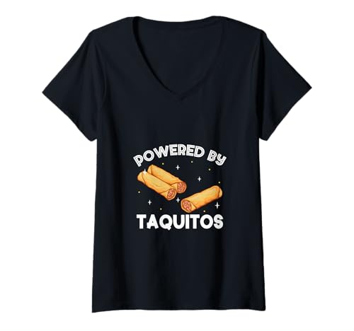 Damen Powered by Taquitos T-Shirt mit V-Ausschnitt von Taquitos Designs