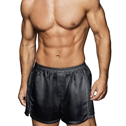 Tara Sartoria Luxuriöse Boxershorts aus Seide für Herren, Natur, maschinenwaschbar, Grau, XXX-Large von Tara Sartoria