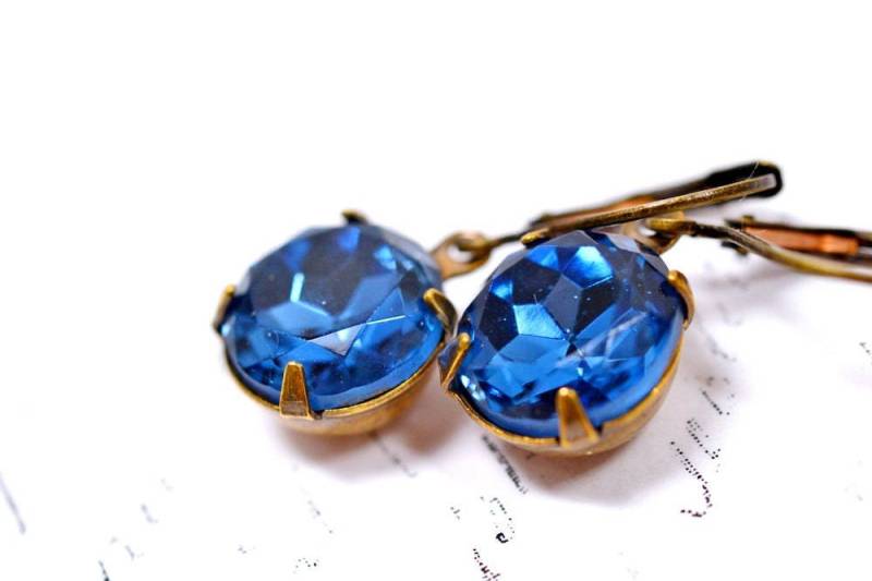 Blaue Strass Ohrringe, Saphir Blau Juwel Ohrringe Vintage Schmuck September Birthstone Nachlass Stil von TaraFloraStudio