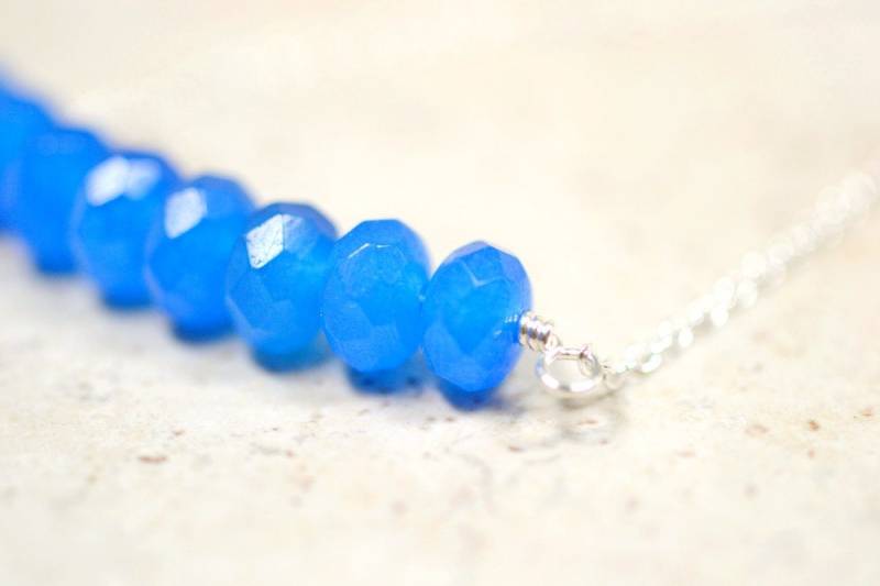 Perlen Saphir Halskette, Blauer Edelstein Schmuck, Cluster, Sterling Silber, September Geburtsstein, Echter von TaraFloraStudio