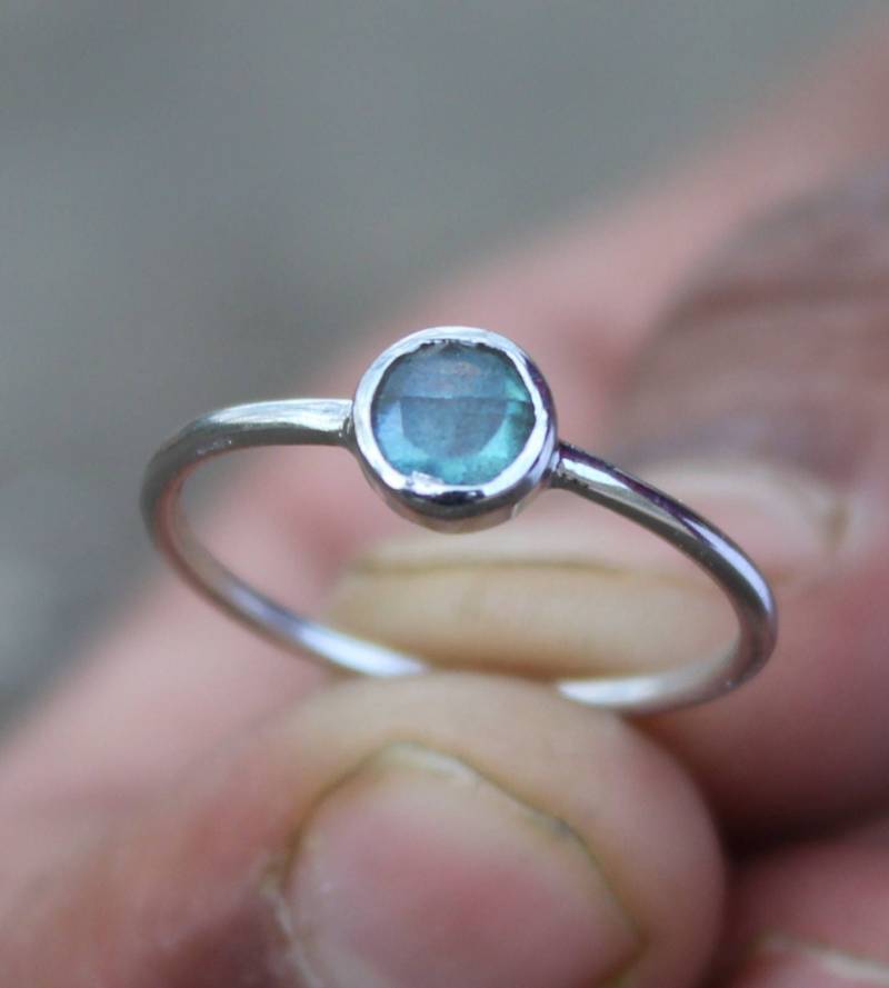 sterling Silber Labradorit Ring Edelstein Rundschliff, Versprechen Ring von Tarageminternational