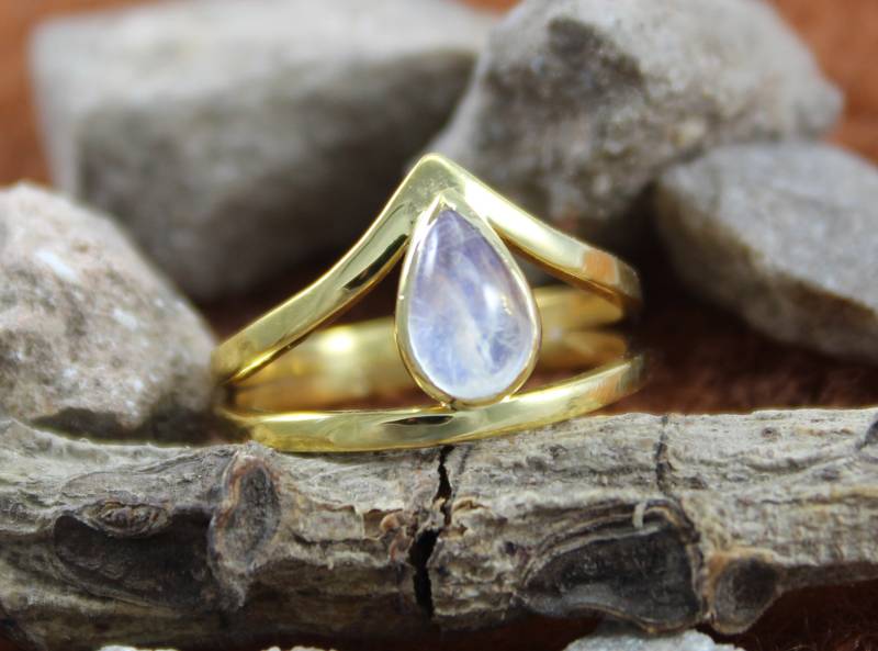 Tropfen Mondstein Elfenkrone Ring 925 Sterling Silber Tiara von Tarageminternational