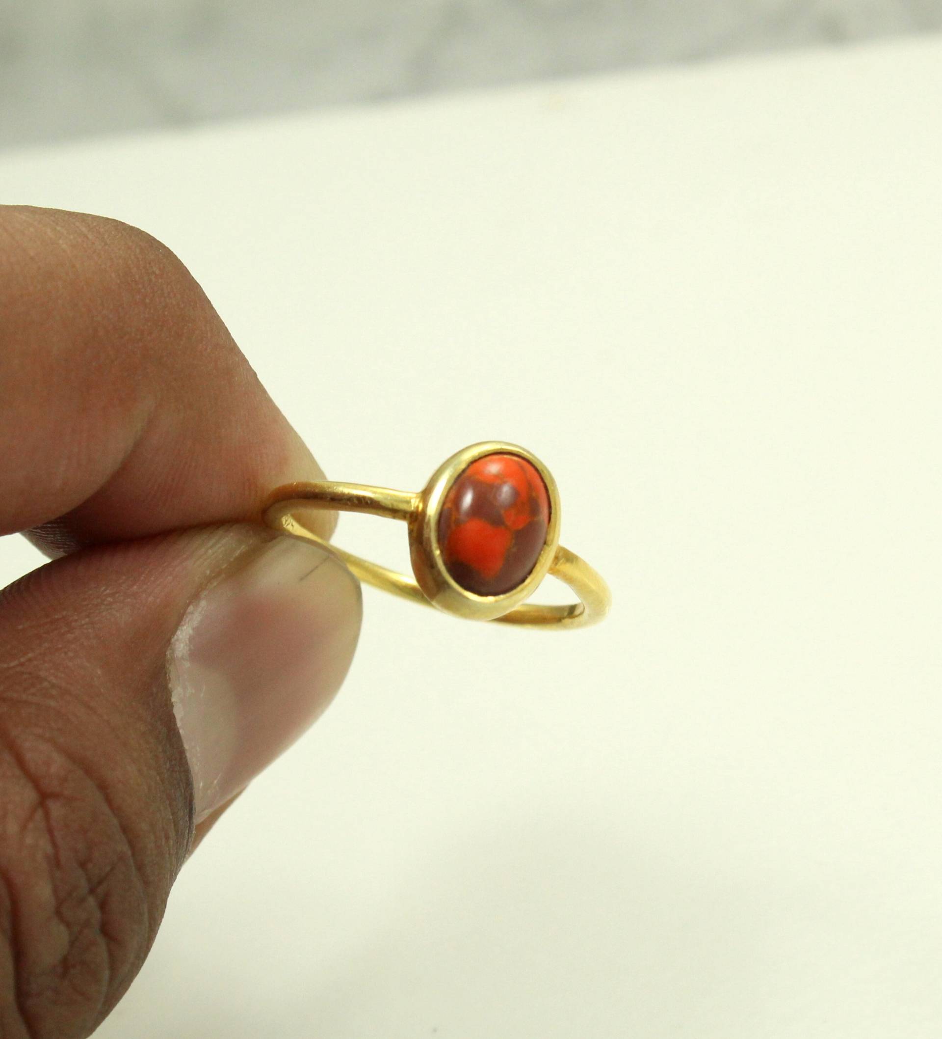 Orange Mohave Kupfer Türkis, 925 Sterling Silber, Gold Statement Ring Mit Stein, Geschenk Für Sie, Silber Frauen Orange Mohave Kupfer Türkis, 925 Sterling Silber, Gold Statement Ring Mit Stein, Geschenk Für Sie, Silber Frauen von Tarageminternational