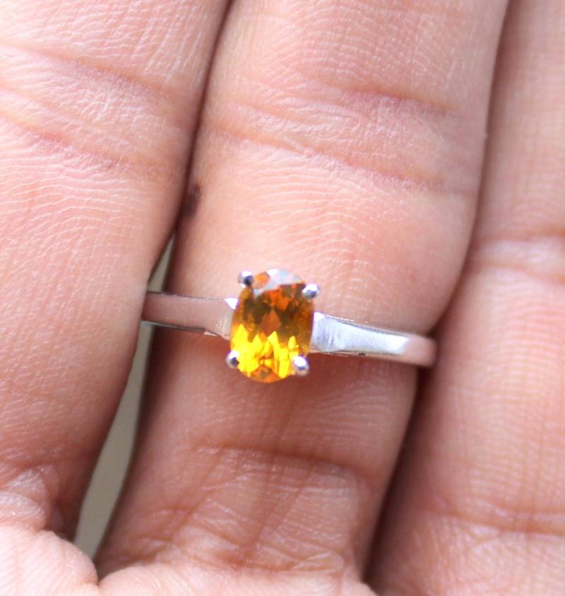 Handgemachte Silber Citrin Ring Oval Geburtsstein Versprechensring von Tarageminternational