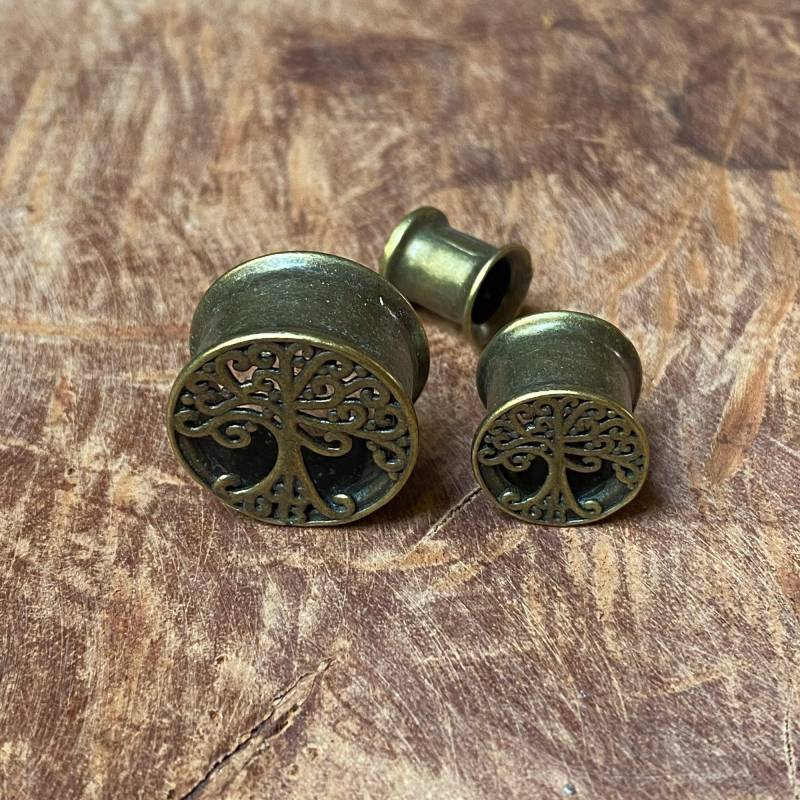 Tunnel Plug "Messing Baum Des Lebens" von TaramarShop